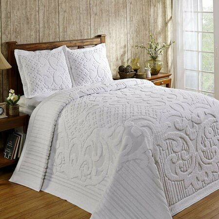 BETTER TRENDS Ashton Collection 100% Cotton Queen Bedspread Set in White BSAS3PCQUWH
